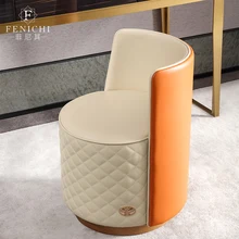 

Light luxury dressing stool leather art soft bag round stool fashion fabric sofa stool high end creative dressing stool