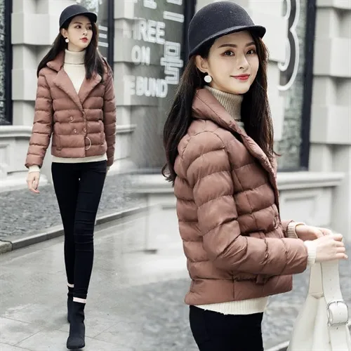 

Cotton-padded Clothes Women's Short 2017 New Products WOMEN'S Dress Fold-down Collar Solid Color Cute Small Cotton-padded Clothe