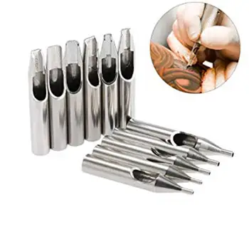 

22Pcs Stainless Steel Tattoo Nozzles Tips Safe Needle Mouths for Salon Home