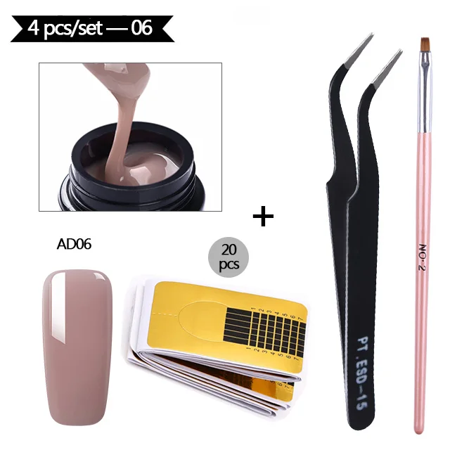 Set 18 MAD DOLL Poly Quick Extension UV Gel Set Clear White Pink Builder Nail Gel Polish for Nail Extensions Nail Forms Acrylic Tips - Цвет: Set 18