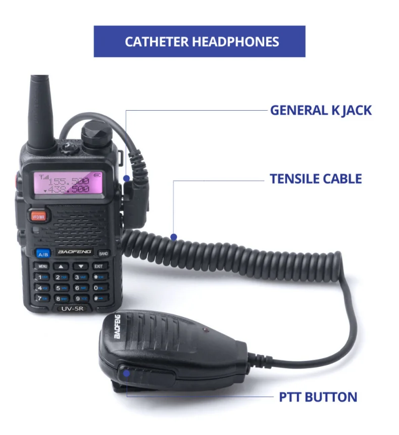 5pcs Walkie Talkie 50km Microphone Speaker 100% Original for Baofeng UV-5R BF-888S Radio Communication Accessories