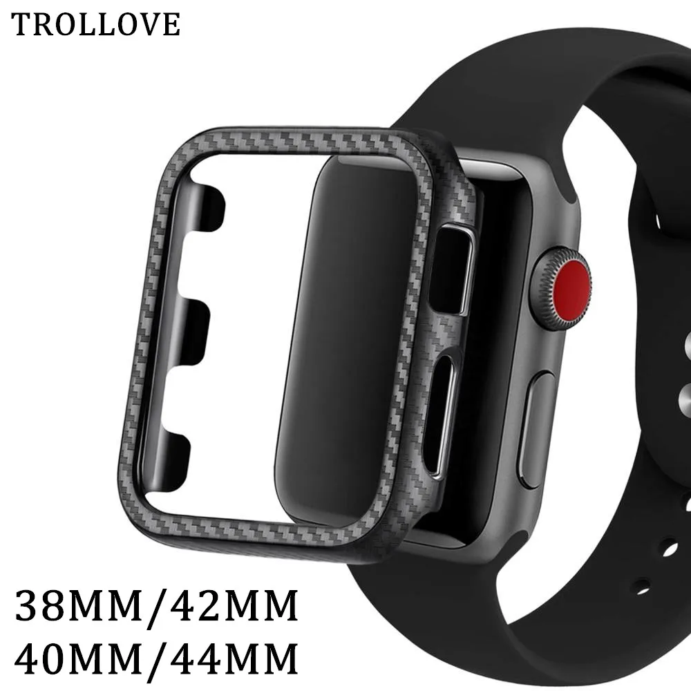 Защитный чехол из углеродного волокна для Apple Watch 5 4 3 2 1 iWatch 38 мм 42 40 44 бампер