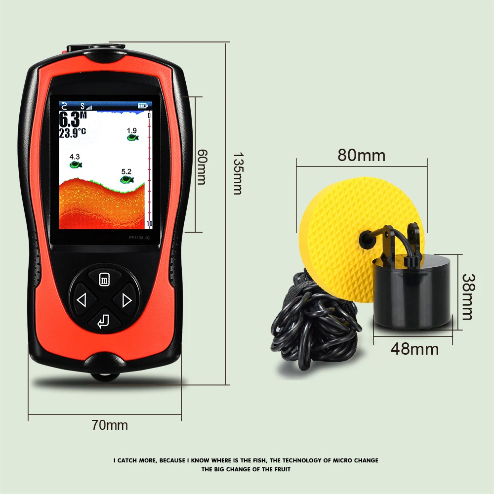 FF1100-1C Pescar Finder, рыболовный трос для ловли рыбы, проводной эхолот, датчик чувствительности, водонепроницаемый эхолот, рыболовный трос