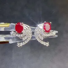 Серьги-гвоздики из натурального рубина или изумруда или сапфира,, Настоящее серебро 925 пробы, хорошее ювелирное изделие, 0.35ct* 6 шт, драгоценные камни# S99255