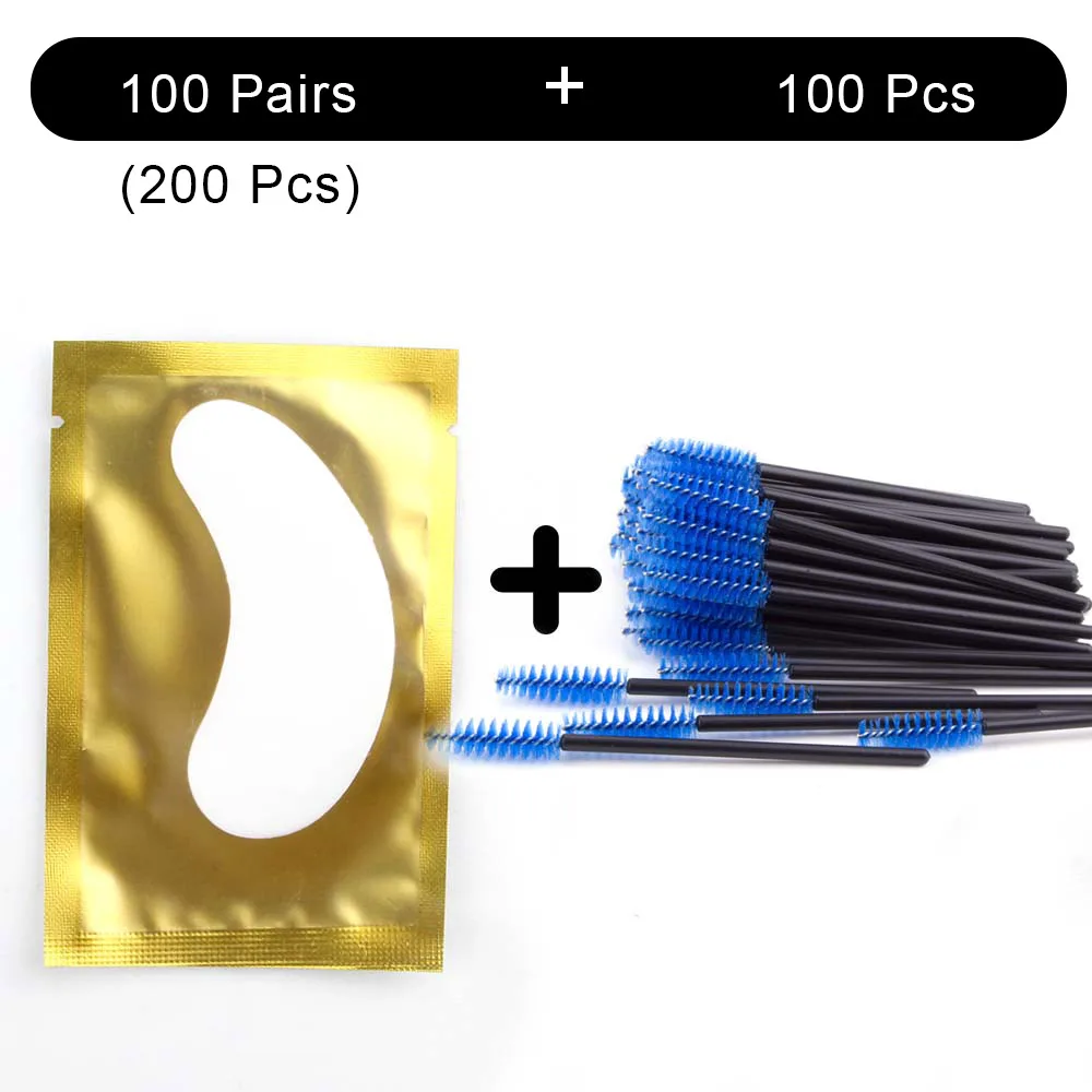 Yellow Pad Blue Brus 100 накладные ресницы для наращивания патчи и 100 шт ресницы щеточки Одноразовые индивидуальные под накладки для ресниц Красота Макияж - Цвет: Yellow Pad Blue Brus
