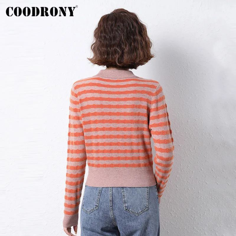 COODRONY Brand High Quality Striped Merino Wool Women Jumpers 2020 Autumn Winter Pullover Elegant Slim Sweaters Female W1132