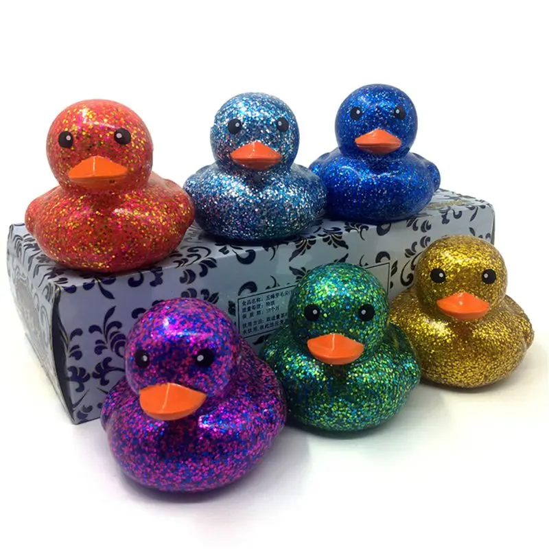 Pato de goma en polvo dorado para Baby Shower, juguetes de baño Bb para bebé, juguete para baño infantil