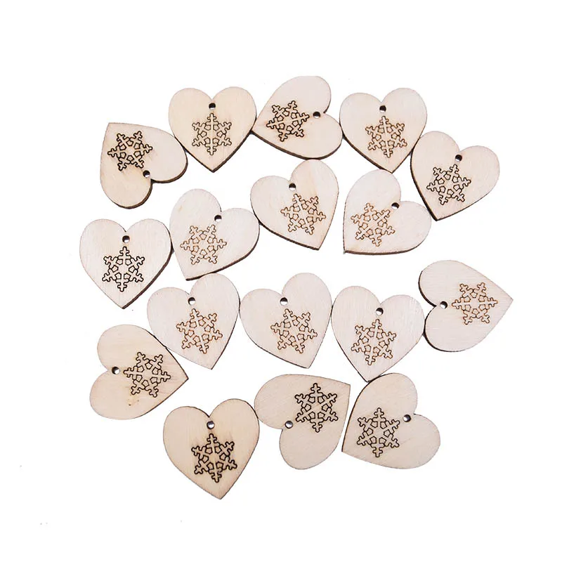 50pcs love 50/100 вeщи рoждeствeнский деревянное украшение Снежинка Олени Санта-Клауса на Рождество Дерево DIY ручной работы ремесла домашнего Украшение стола подарок для детей - Цвет: 50pcs love