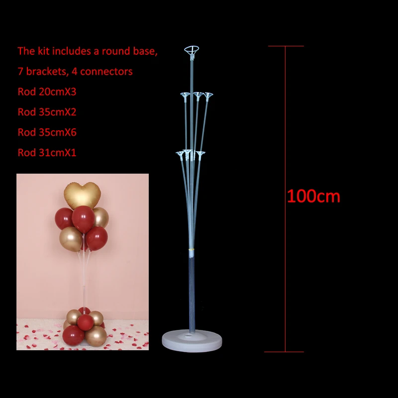 100CM 1 sets B 1 Набор 7 трубок подставка для воздушных шаров держатель для шарика дисплей конфетти шарики для детского душа Дети День Рождения Вечеринка Свадьба украшения поставка - Цвет: 100CM 1 sets B