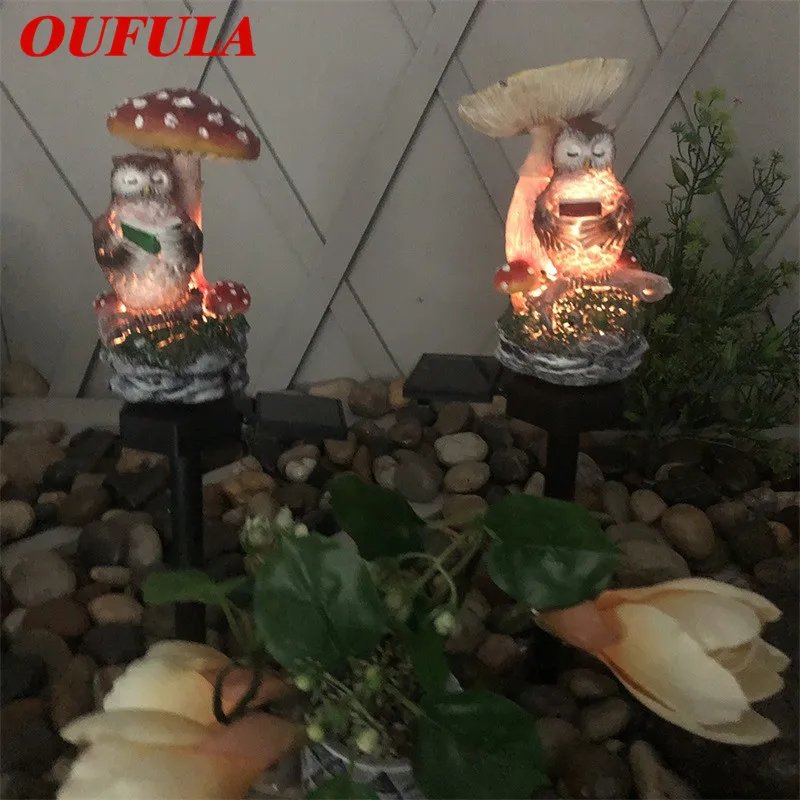 

UFULA Solar Landscape Light Owl Ground Lamp Resin Crafts Garden Courtyard Holiday Decoration Lamp