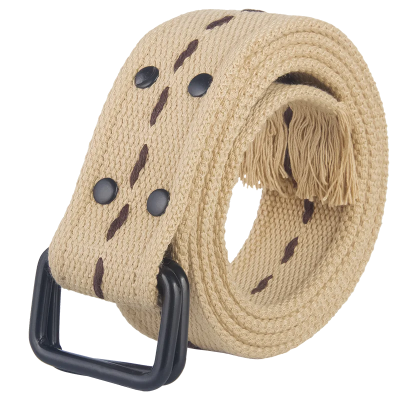 

Unisex Canvas Belt Men Designer Belt Trap Double-Ring Buckle Metal Male Casual Solid Knitted Female Leisure Jean Belts 2020