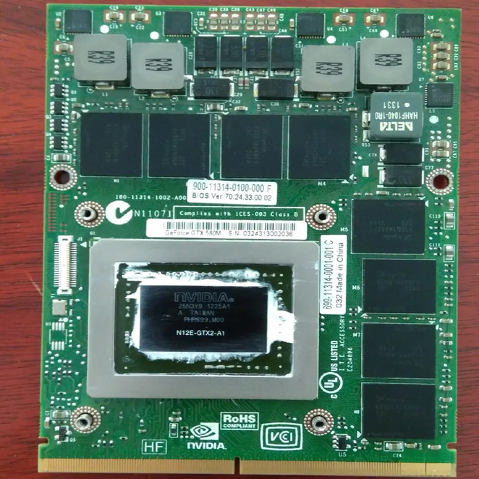 NVIDIA GeForce GTX580M N12E-GTX2-A1 GDDR5 2GB MXM3 B ノート用GPU 動作OK Notebook Gpu Nvidia Geforce Gtx 580m Kaifull Original Gtx580m Gtx