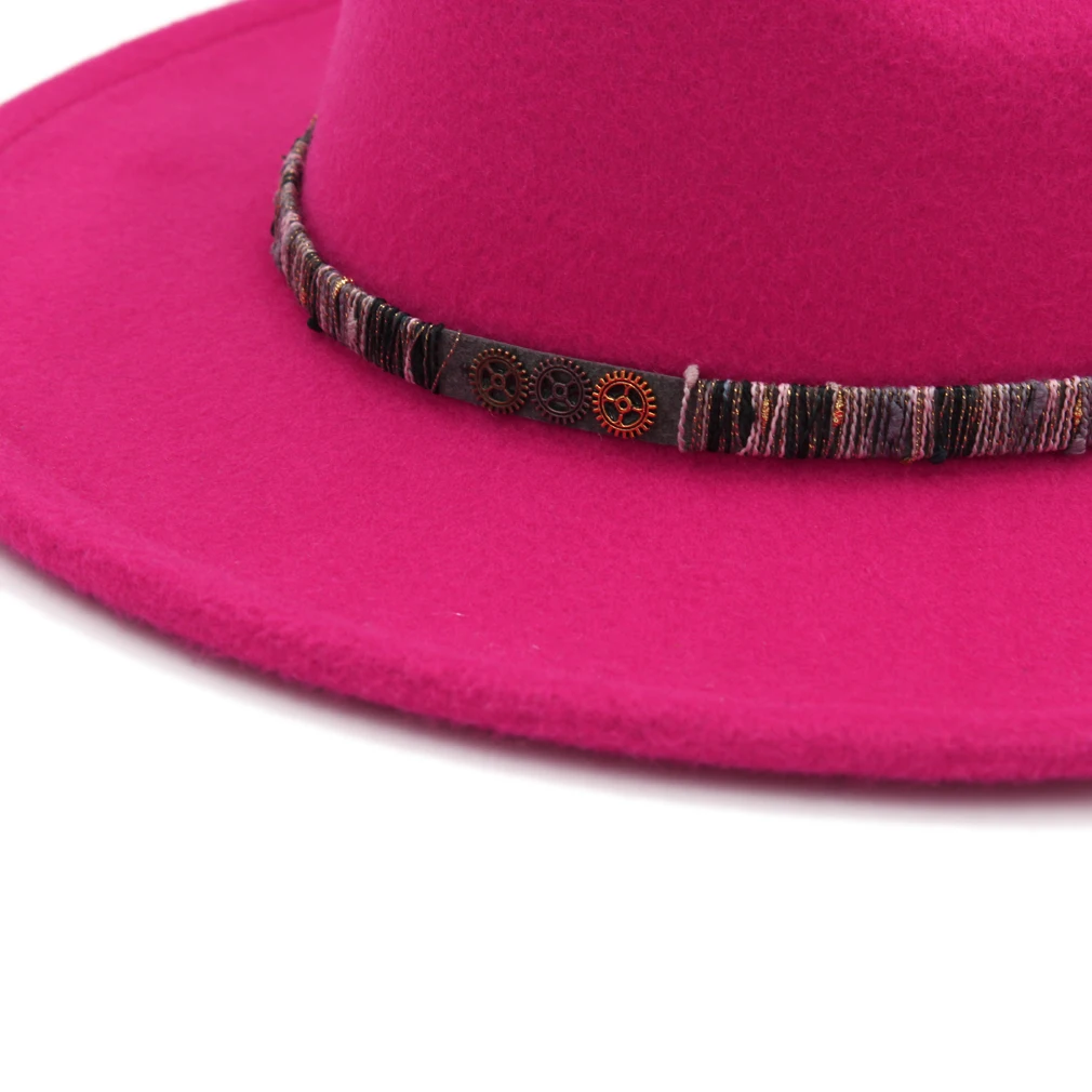 Mistdawn модная унисекс Панама шляпа с широкими полями шляпа Fedora зимняя теплая полушерстяная Кепка стимпанк стиль Hatband размер 56-58 см
