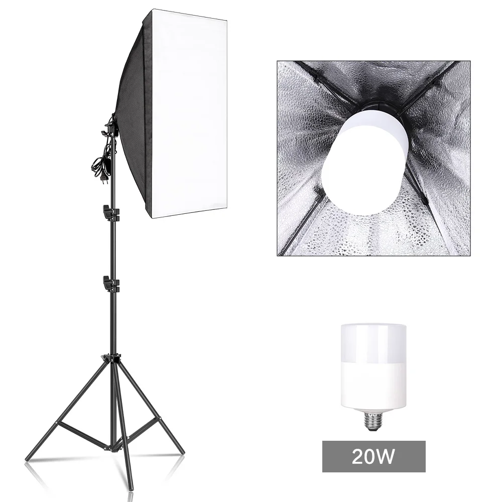 backdrops for photos Photography Softbox Lighting Kits 50x70CM Professional Continuous Light System Soft Box For Photo Studio Equipment camera lens Photo Studio Supplies