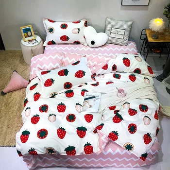 

Strawberry design bed linen bedding set queen king full single 4pcs 3pcs