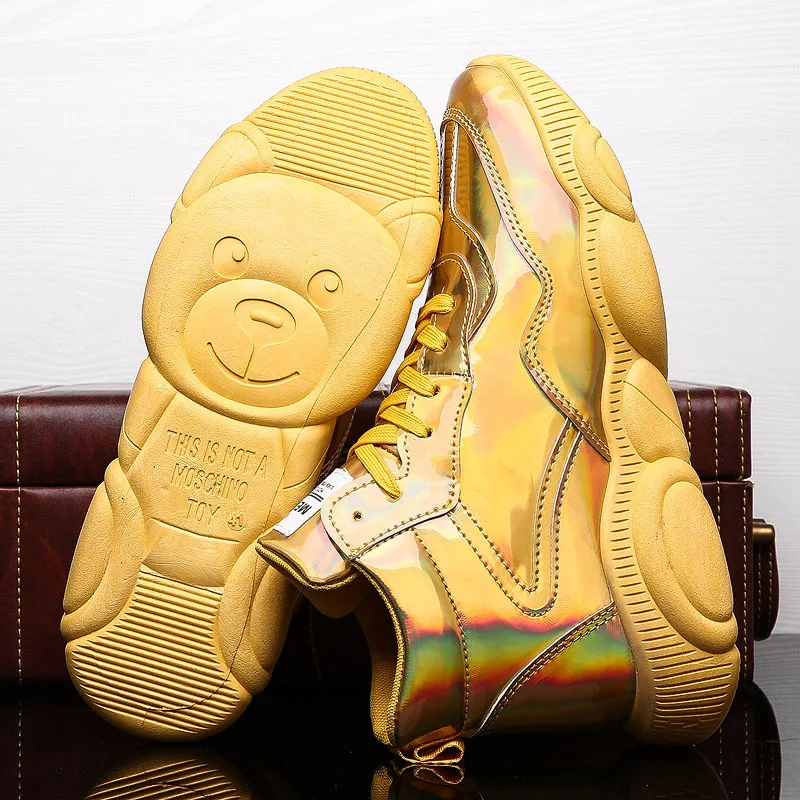 

Fashion High Top Golden Casual Shoes Men Lace-up Joker simple Leisure Non-slip Vulcanize Lightweight Outdoor Trend sneakers 2020