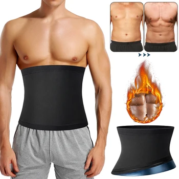 Mens Abdomen Reducer Sauna Body Shaper Fitness Sweat Trimmer Belt Waist Trainer Belly Slimming Shapewear Waist