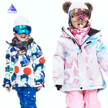 Детская ветрозащитная Водонепроницаемая Теплая Лыжная куртка для мальчиков, куртка для сноуборда лыжные комплекты Зимний лыжный костюм для мальчиков зимние штаны для температуры-20-30 градусов