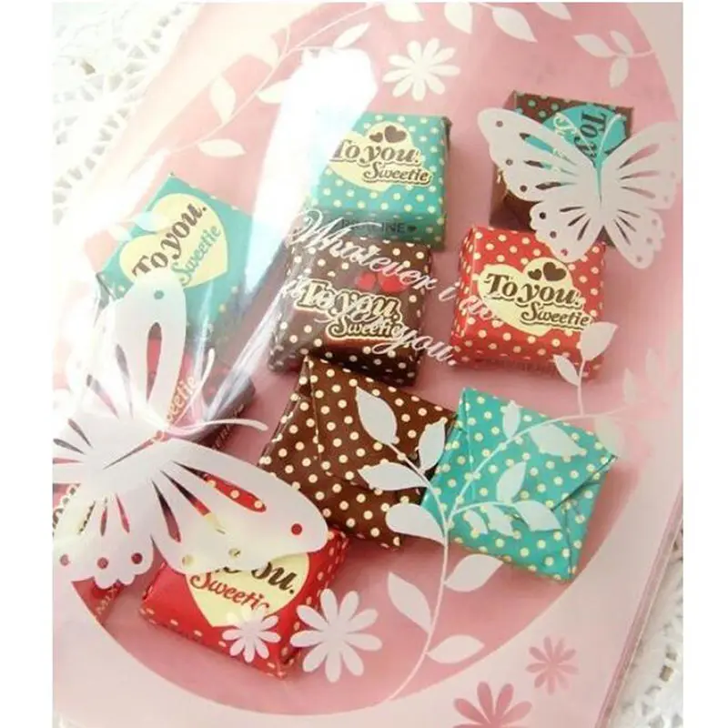 Горячая Распродажа, 100 шт., пластиковые пакеты для упаковки печенья с розовой бабочкой, обертка для кексов, самоклеющиеся пакеты, 13x19 см, сумка для печенья с принтом бабочки