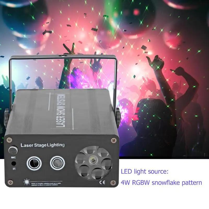 

Snowflake Stage Laser LED Lamp Voice Control More than 200 Laser Effects Landscape Projector Lighting for Xmas Party Decor