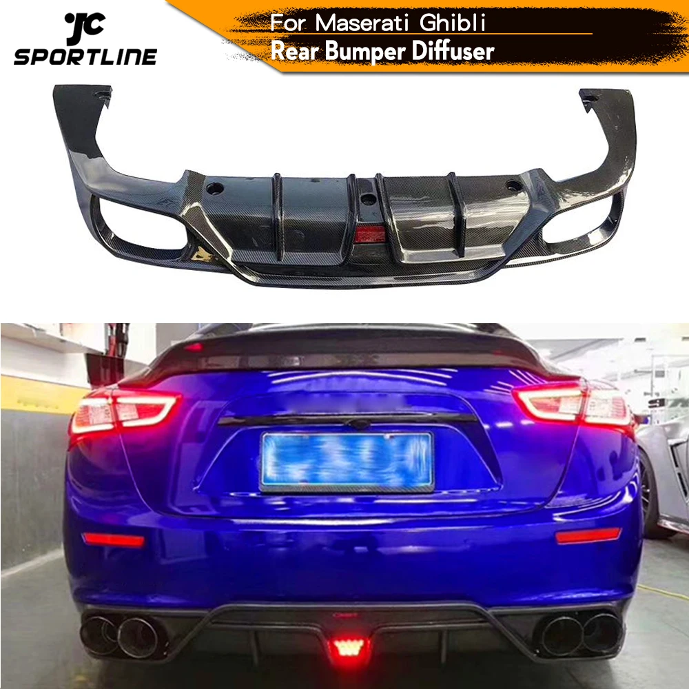 

Для Q4 диффузор для Maserati Ghibli S Q4 Седан 4 двери 2014 - 2017 карбоновое волокно задний бампер диффузор спойлер с светильник