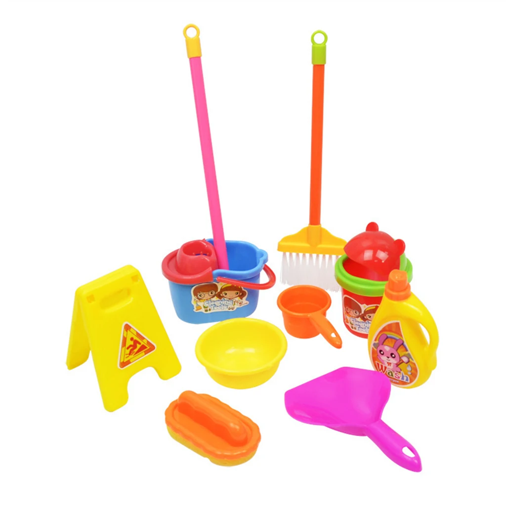 Детские игрушки для уборки, имитация мини-швабры для метлы, баррель для совка, детский домашний косплей, пластиковый инструмент, развивающая игрушка