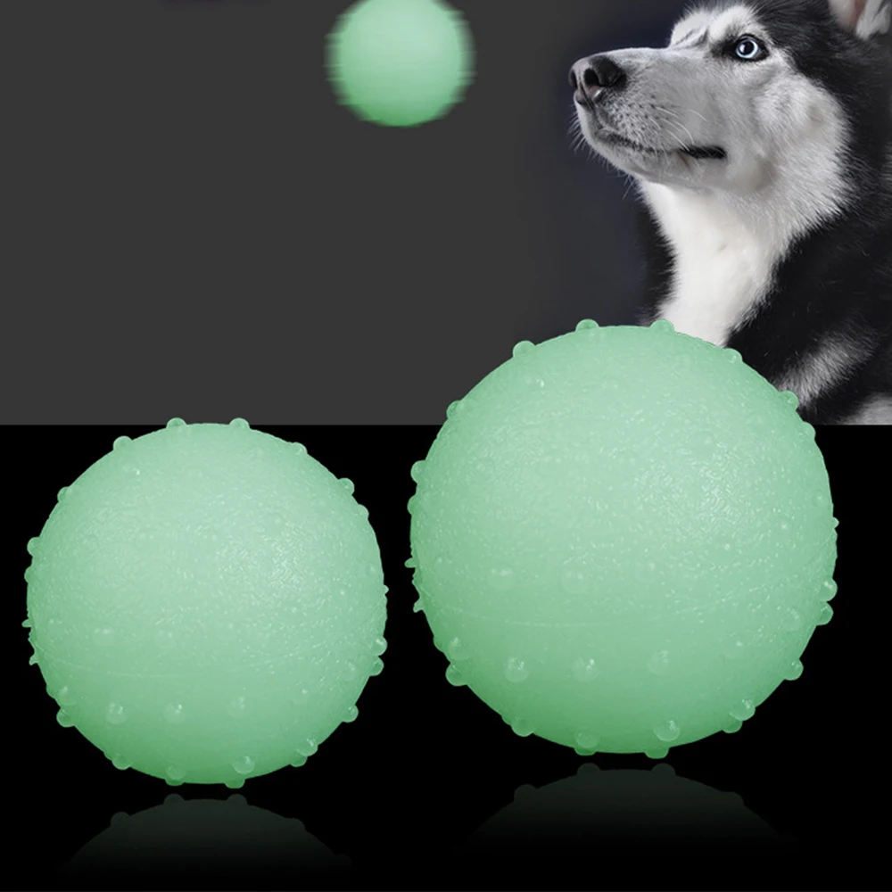 Funny Dog Toy TPR Rubber Balls LED Light Glowing Puppy Chew Toys Pet Ball Toys For Night Play