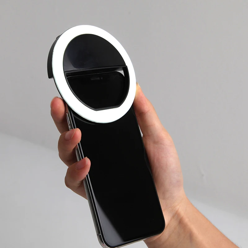 

Mobile Phone Light Clip Selfie LED Auto Flash For Cell Phone Smartphone Round Portable USB Selfie Flashlight Makeup Mirror