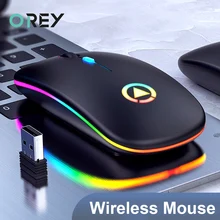 2.4G sessiz kablosuz fare 1600DPI RGB LED arkadan aydınlatmalı oyun fare için Macbook Pro Xiaomi Lenovo ergonomik bilgisayar PC oyun fare