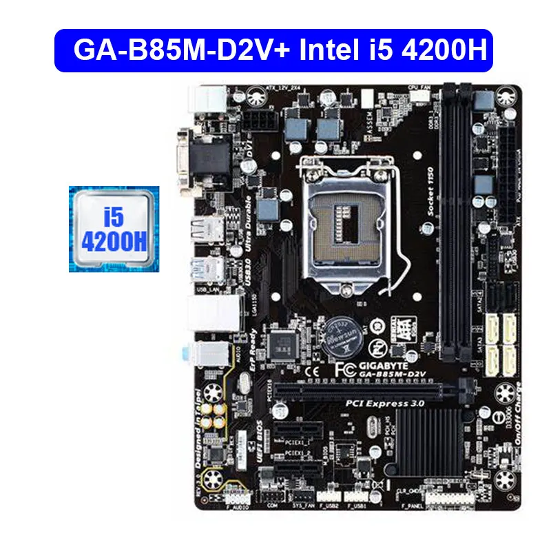 Best Price Used Gigabyte GA-B85M-D2V With Intel i5 4200H 100% Original Motherboard LGA 1150 DDR3 16G B85 B85M-D2V Desktop Mainboard Best Price Used Gigabyte GA-B85M-D2V With Intel i5 4200H 100% Original Motherboard LGA 1150 DDR3 16G B85 B85M-D2V Desktop Mainboard