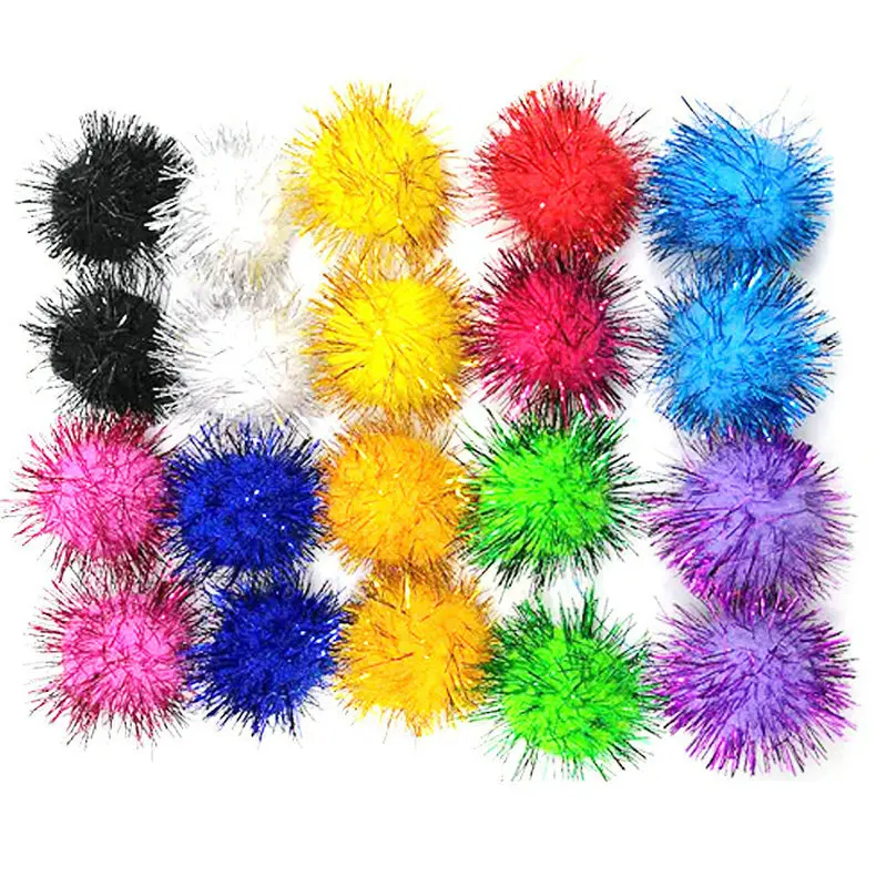 

100PCS/LOT.10 color 4.5cm Glitter pompoms Kids handmade crafts material Noel ornament DIY xmas hanger Christmas decoration OEM