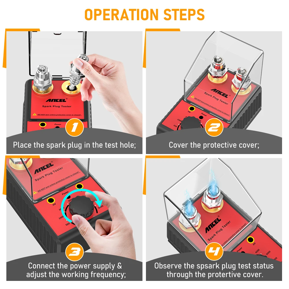 Spark Plug Ancel Car Spark Plug Tester Ignition System 220V 110V Automotive Spark Tester Double Hole Detector Plug Diagnostic Tool