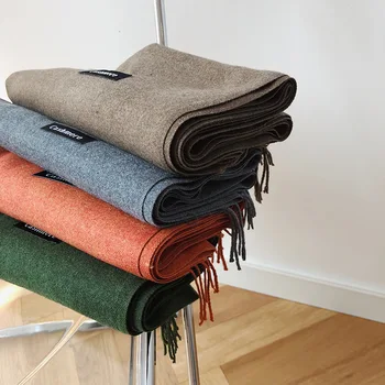 

Imitation Cashmere Scarf Female Autumn And Winter Solid Color Thick Warm Tassel Bib Dual-use Wild Long Shawl