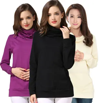 

Maternity Nursing Clothes Women Turtleneck Long Breastfeeding Nursing Tops