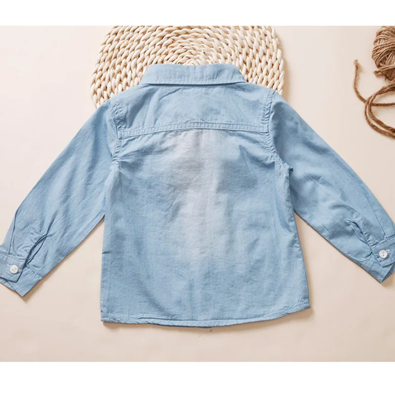 Детская одежда на весну, новая стильная детская рубашка в Корейском стиле, детская одежда для мальчиков, весенне-осенняя джинсовая хлопковая рубашка C