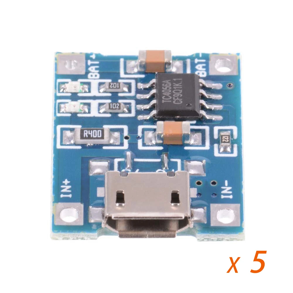 5 шт. 5 в tenstar Robot 1A Micro/Mini USB 18650 литиевая батарея зарядное устройство Модуль+ защита двойные функции TP4056 - Цвет: Micro USB