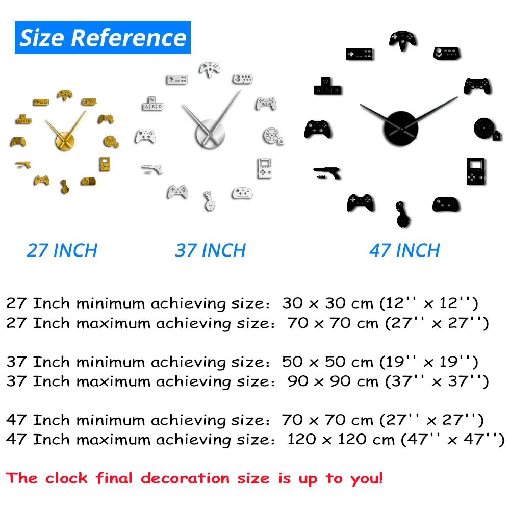 Игровой контроллер, видео DIY, гигантские настенные часы, игровые Джойстики, наклейки для геймеров, настенные художественные видео игровые знаки для мальчиков, украшения для спальни, игровой комнаты