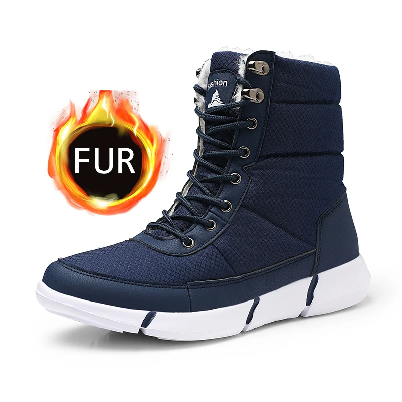 

Men Boots 2019 Winter Waterproof Snow Men Boots Shoes With Fur Plush Warm Male Casual Women Mid-Calf Boot Sneakers Unisex
