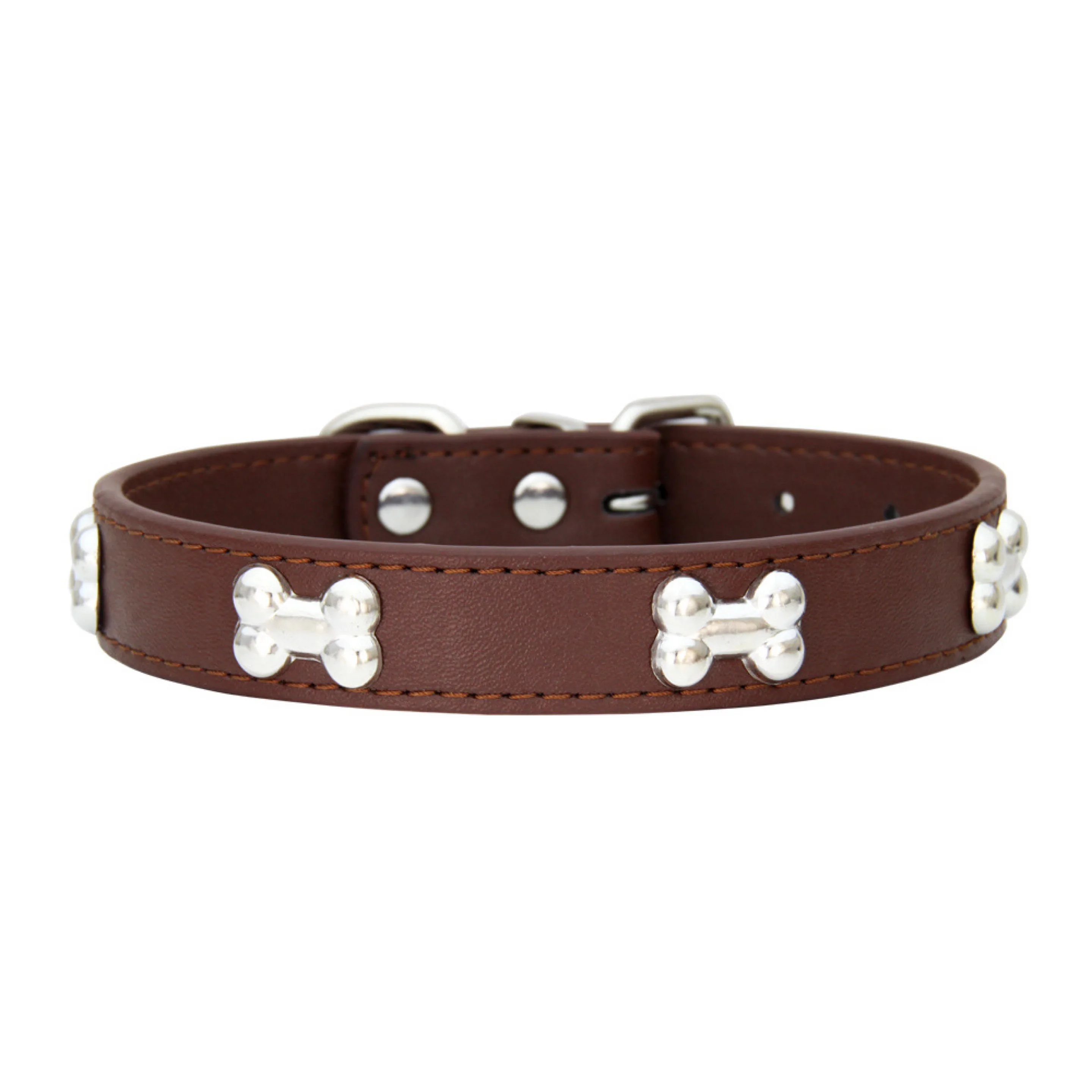 Dog Collar PU Bone Printed Adjustable Dog Collars Control Handle Training Pet Cat Dog Puppy Kitten Collar Pet Supplies Products