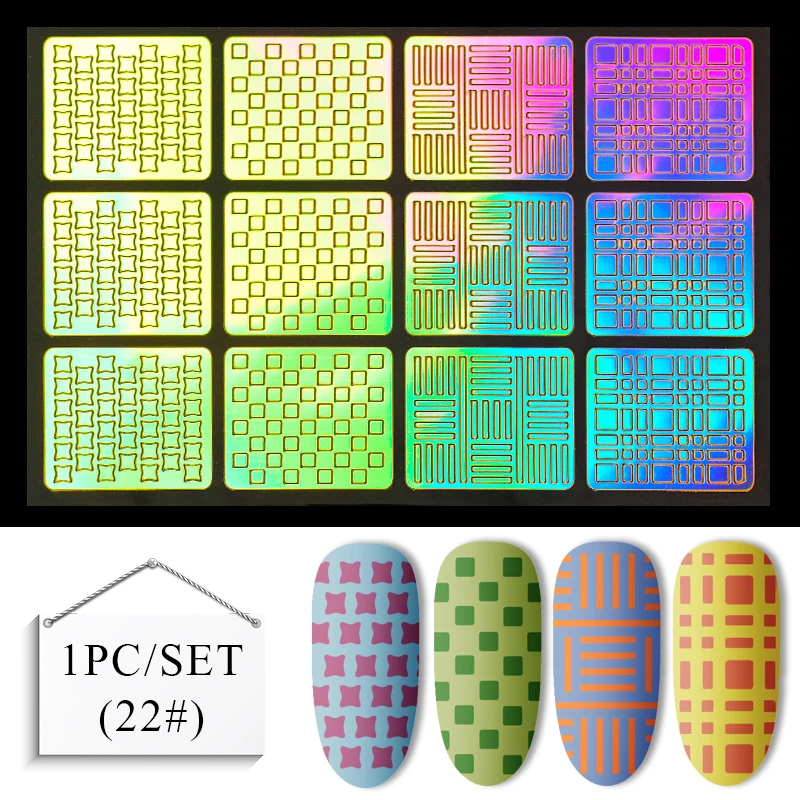13 видов стилей дизайн ногтей, полый лазерный трафарет, Гель-лак для ногтей, виниловый наконечник, руководство по переводу, шаблон, Набор наклеек для ногтей - Цвет: TW962