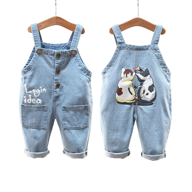 Macacão jeans infantil, calça para bebês, meninos,