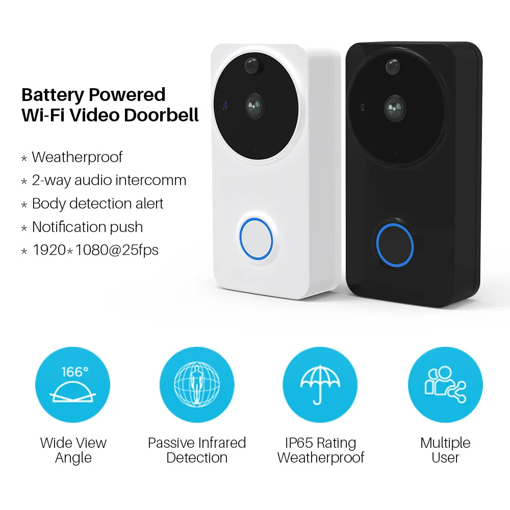 Tuya 1080P wifi video doorbell Alexa Google Home IP54 Waterproof