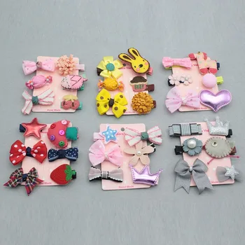 

1 Piece Set = 6PCS New Children's Hairpin Baby Fabric Bow Flower Headwear Hairpin Girl Tiara Hair Accessories Best Selling Child