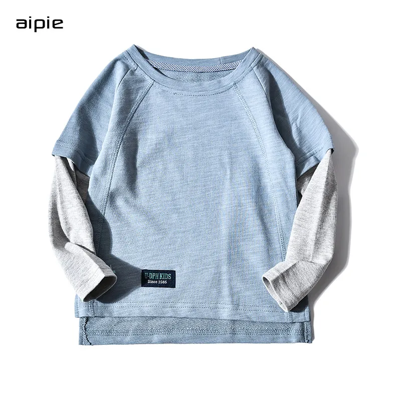 Детские футболки, Новая повседневная одежда с длинными рукавами для мальчиков, одежда для футболок из хлопка - Цвет: Sky blue