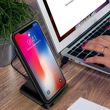 

DC 5.0V/9.0V Desk Wireless Charger Holder Fast Charging Stand With LED Light For Samsung S8 S7 S6 Note 5