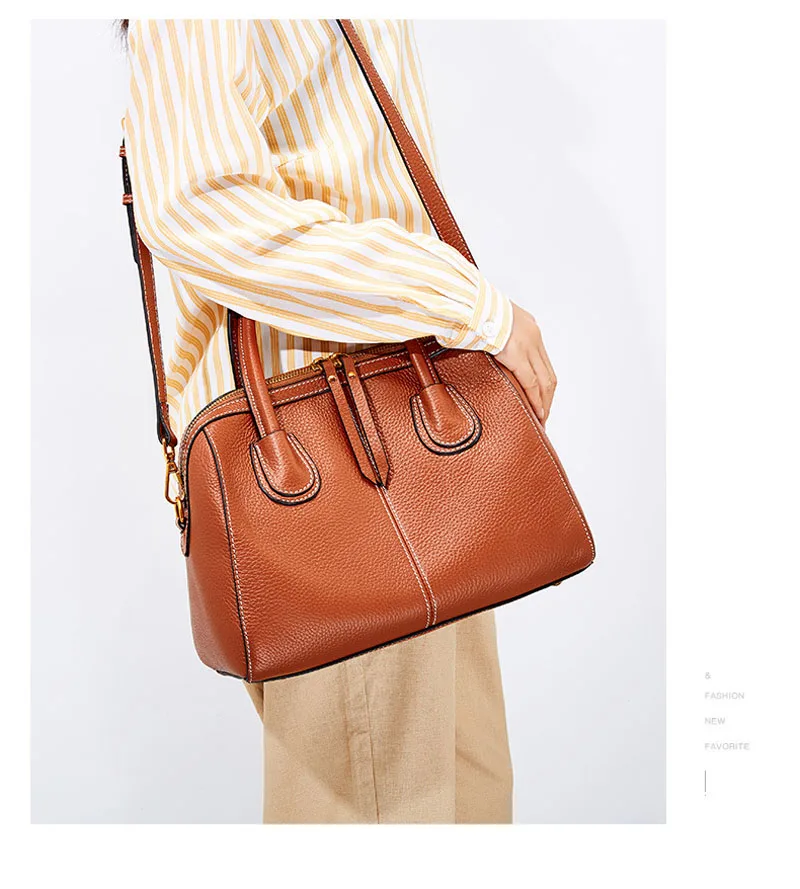 Lady real leather bag pillow bag handbag autumn winter female style head layer cowhide litchi grain one shoulder cross bag