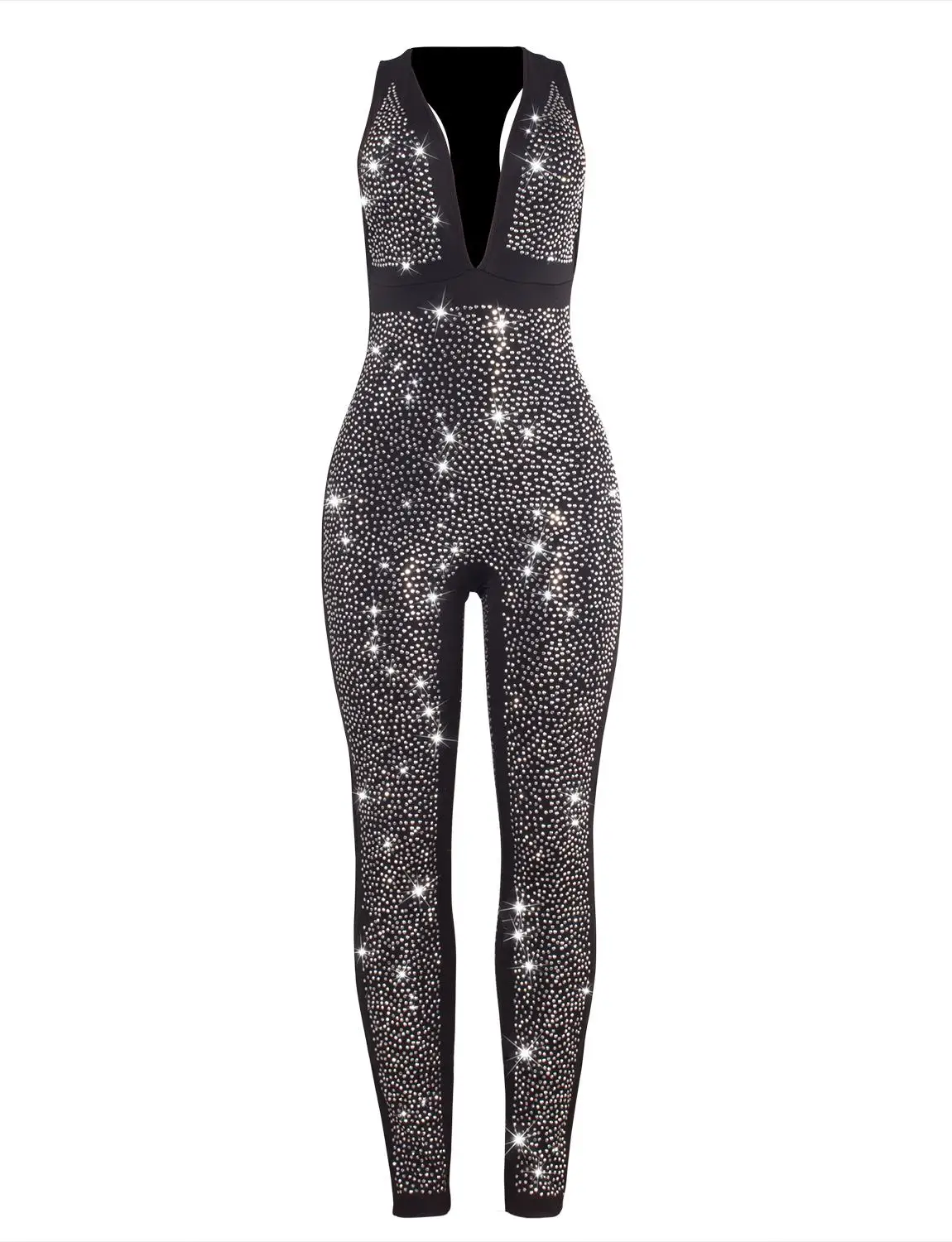 Günstig VWIWV Frauen Tiefe V ausschnitt Overall Pailletten Strass Diamanten Overalls Ärmellose Clubwear Partei Ein Stück Romper