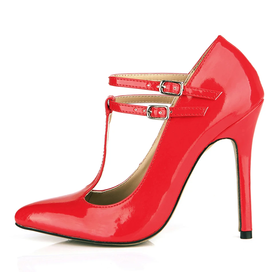 Spring Autumn New 12cm High Heel Pumps Patent Fashion Women Stiletto T-Strap Pointed Toe Sexy Party Dress Lady Shoes 3-i2 Spring Autumn New 12cm High Heel Pumps Patent Fashion Women Stiletto T-Strap Pointed Toe Sexy Party Dress Lady Shoes 3-i2