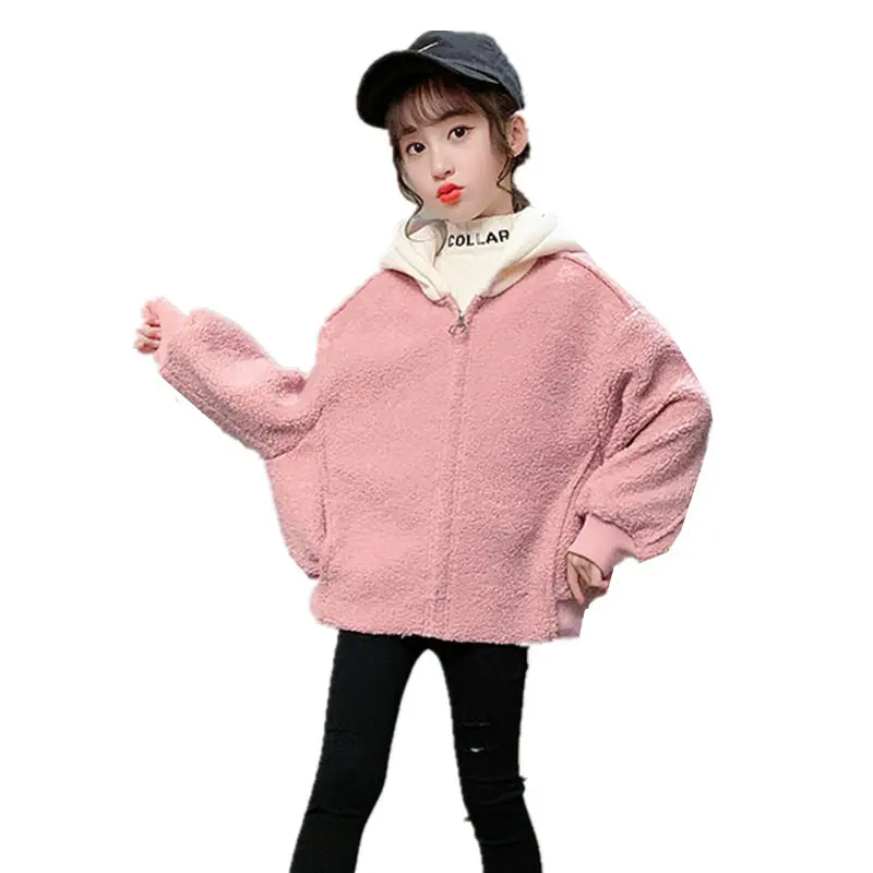 

Teenage Girls Winter Jacket for Kids Coat Lambswool Hooded Warm Jackets Children Outerwear Fur Coats Girls Clothes 4-13Years Old