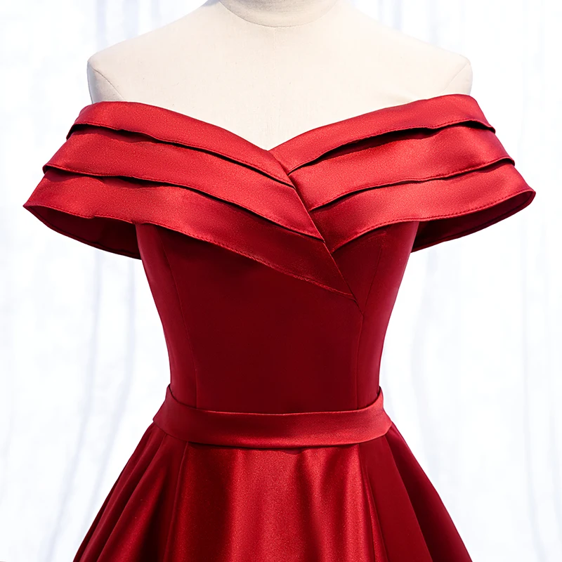 navy blue prom dresses 2020 A-line Prom Dresses Fashion Burgundy Satin Evening Dresses Long Dress Party Dresses Prom Dress Lace Up Back Robe De Soiree satin prom dress